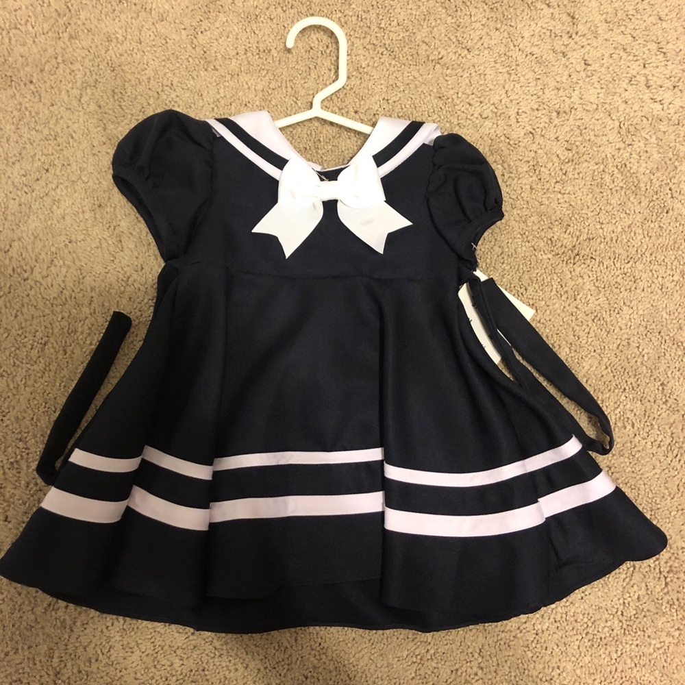 Navy and White Baby Girl Dress